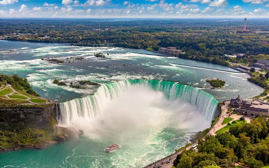 秋色中从空中俯瞰Horseshoe Falls